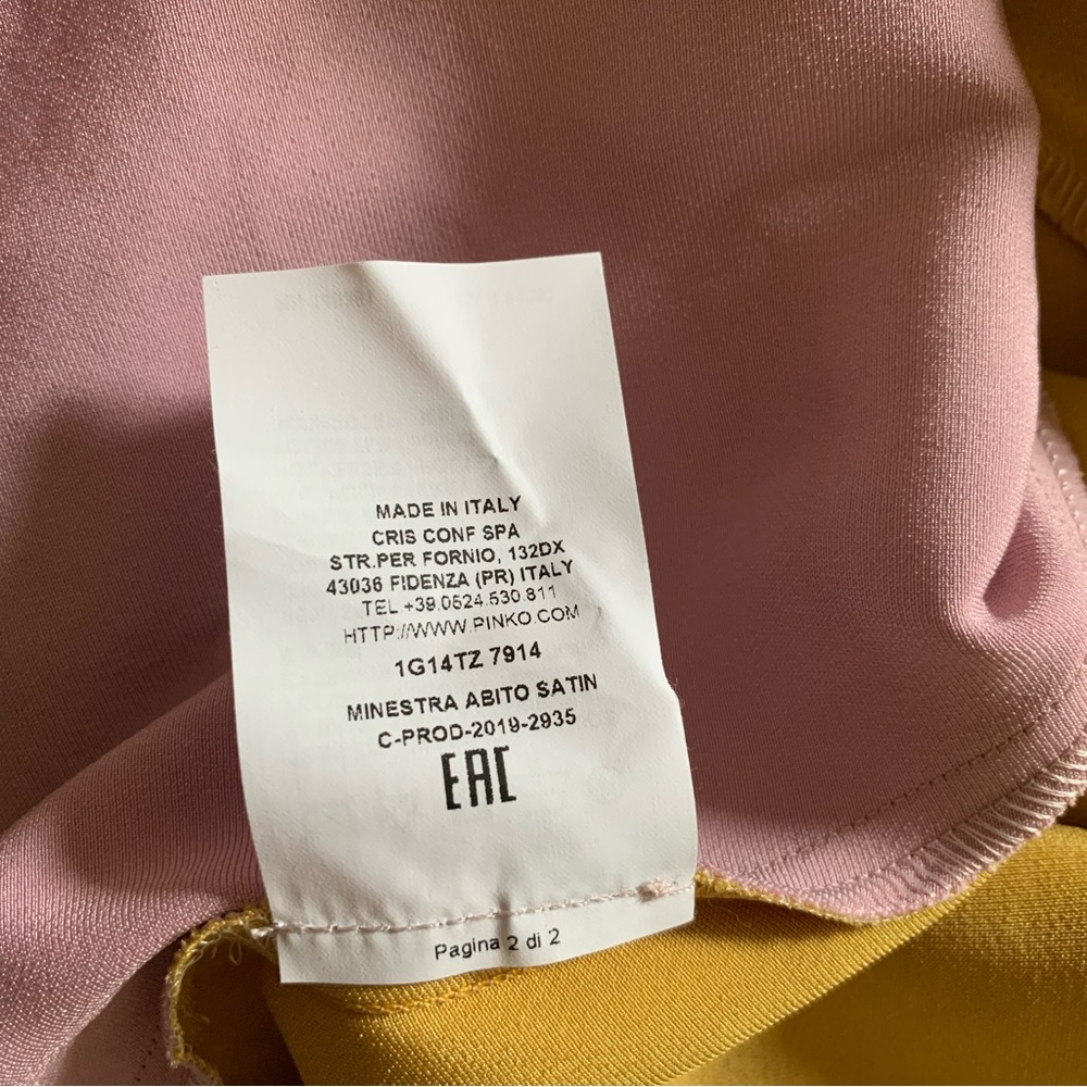 NWT Pinko Minestra Two Tone Pink and Gold Asymmetrical Dress size 6 - Picture 5 of 12